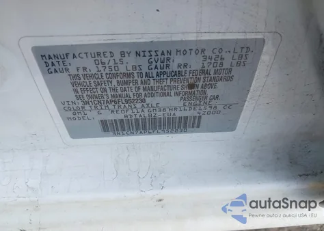 2015 Nissan Versa 1.6 Sv из США, поврежденный, VIN 3N1CN7AP6FL952230